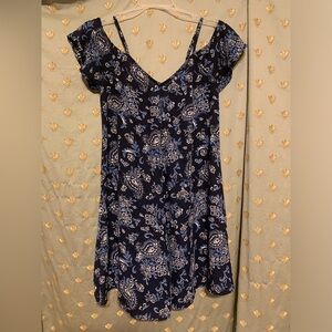 Abercrombie & Fitch Blue Paisley Cute Dress Off Shoulder Extra Small